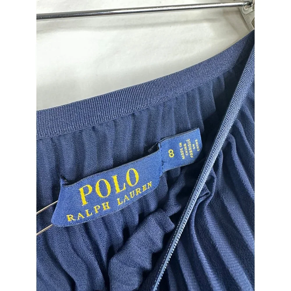 Polo Ralph Lauren Pleated Midi Skirt sz 8 Blue_2